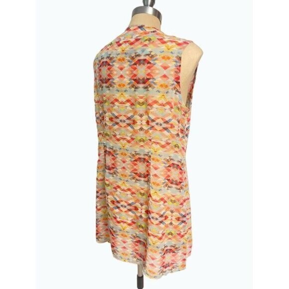 Cabi 760 Avery Multi-Color Sheer Button Front Tunic Medium - Picture 4 of 6